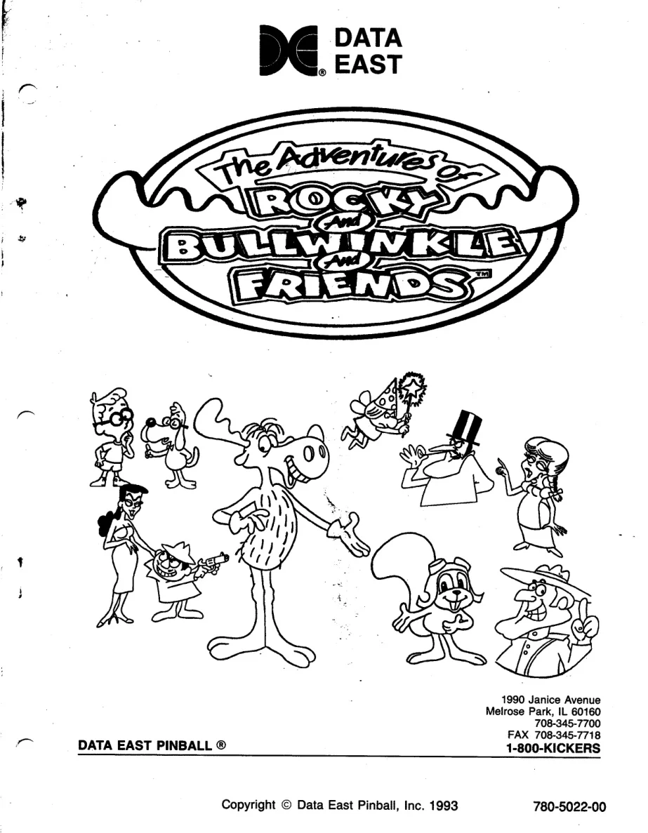 adventures of rocky bullwinkle friends pinball operation manual|data-east|pinball-em-adjacent|.webp