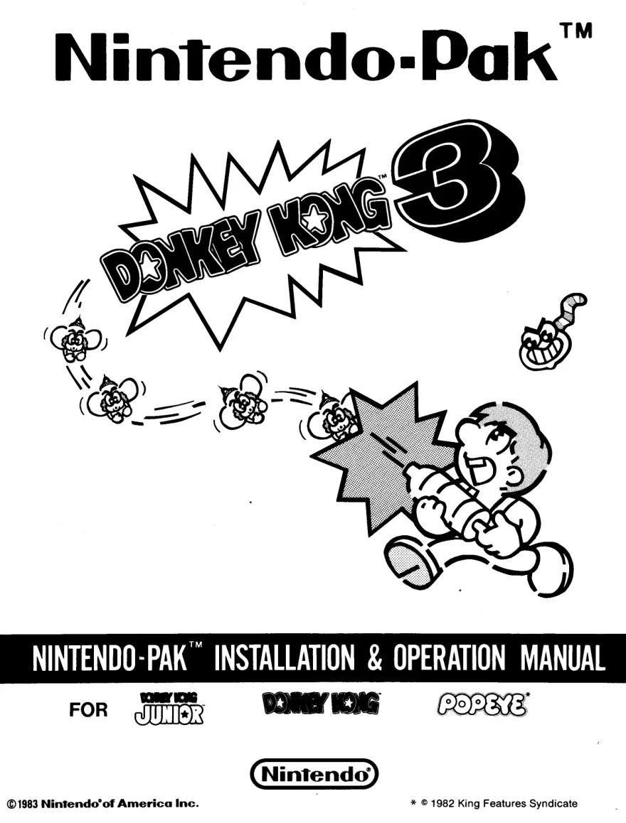 arcade donkey kong 3 by pak installation operation manual|nintendo|games|.webp