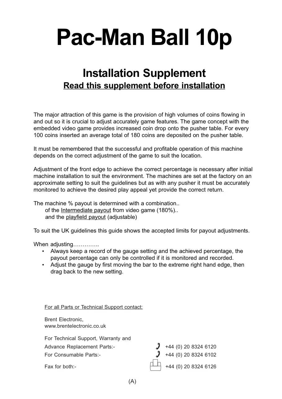 arcade game installation supplement pac-man ball 10p manual|namco|games|.webp