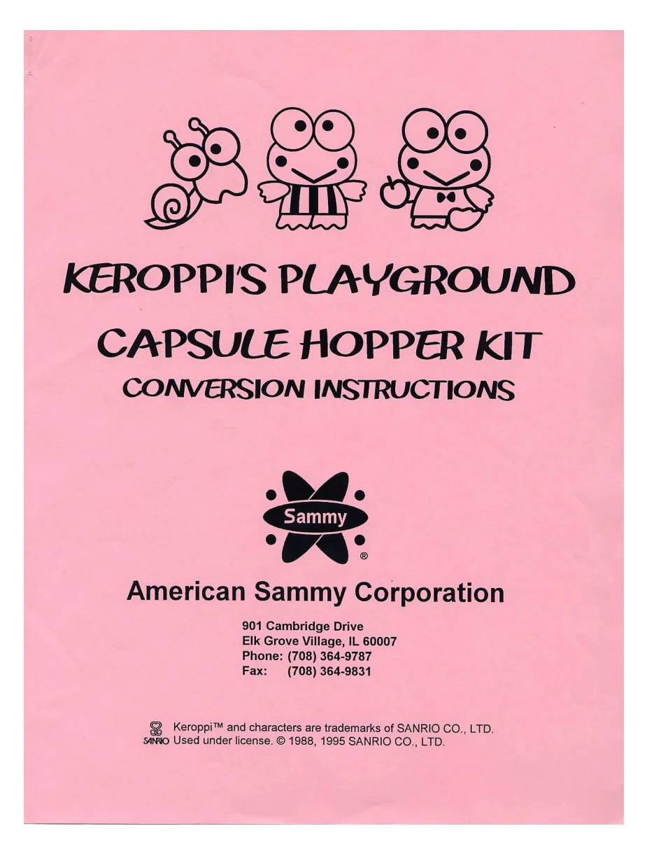 arcade game keroppi playground instruction manual|american-sammy|games|.webp