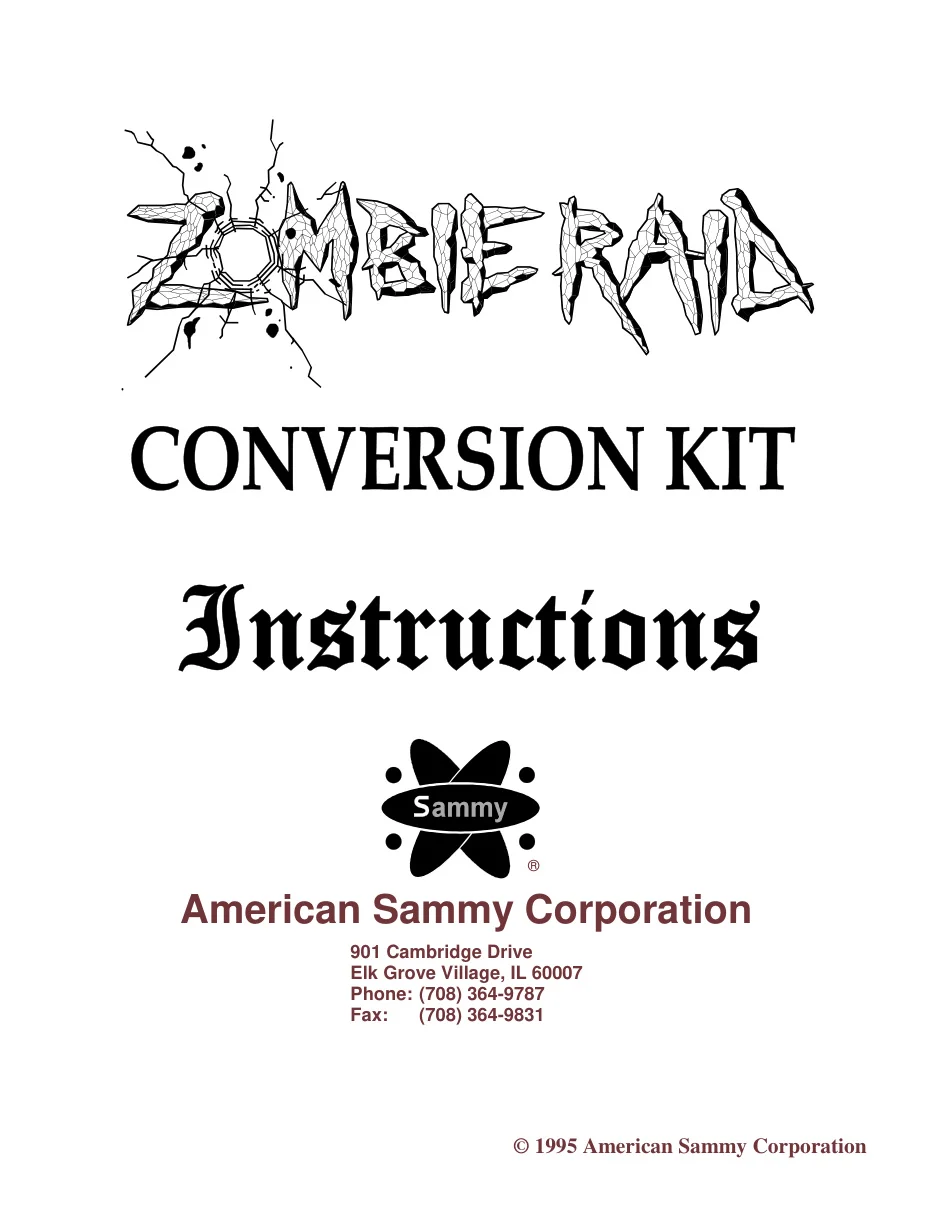 arcade game zombie raid instruction manual|american-sammy|games|.webp