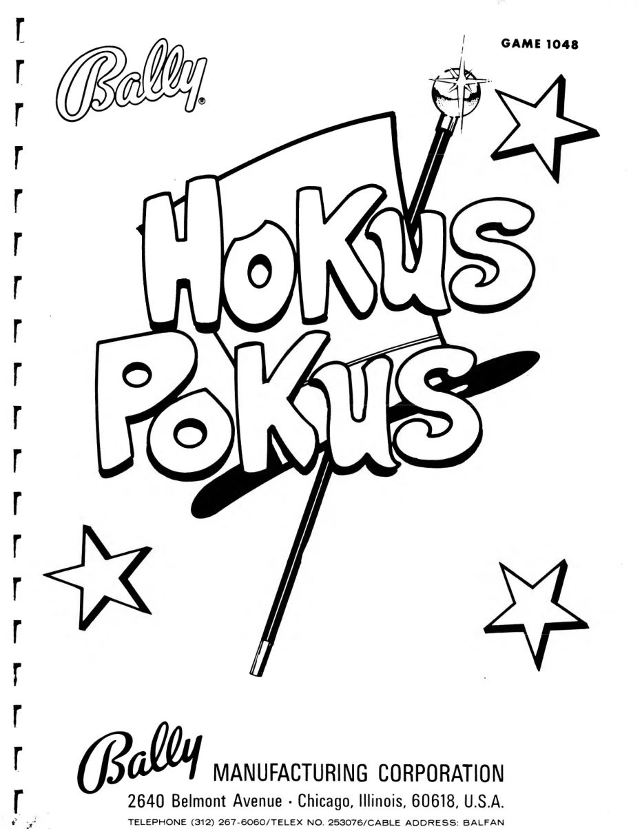 arcade hokus pokus by manufacturing corporation installation general game operation manual|ba...webp