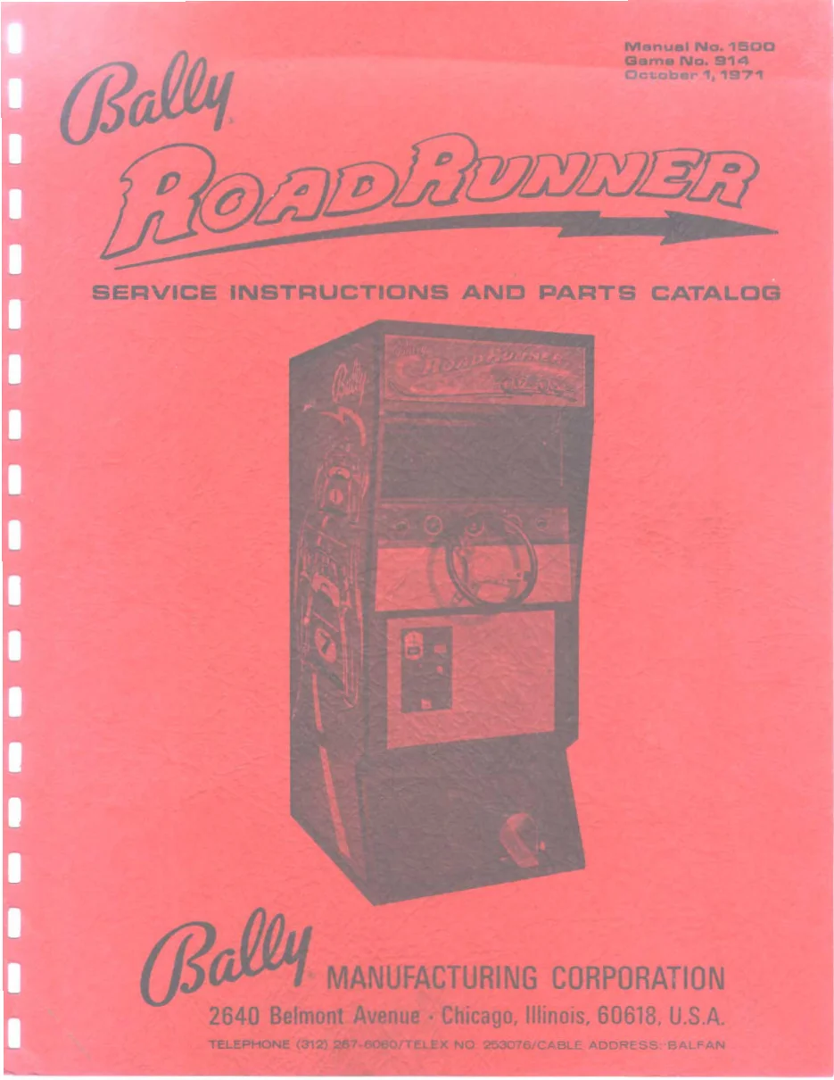 arcade road runner by manufacturing corporation catalog service manual|bally|games|.webp