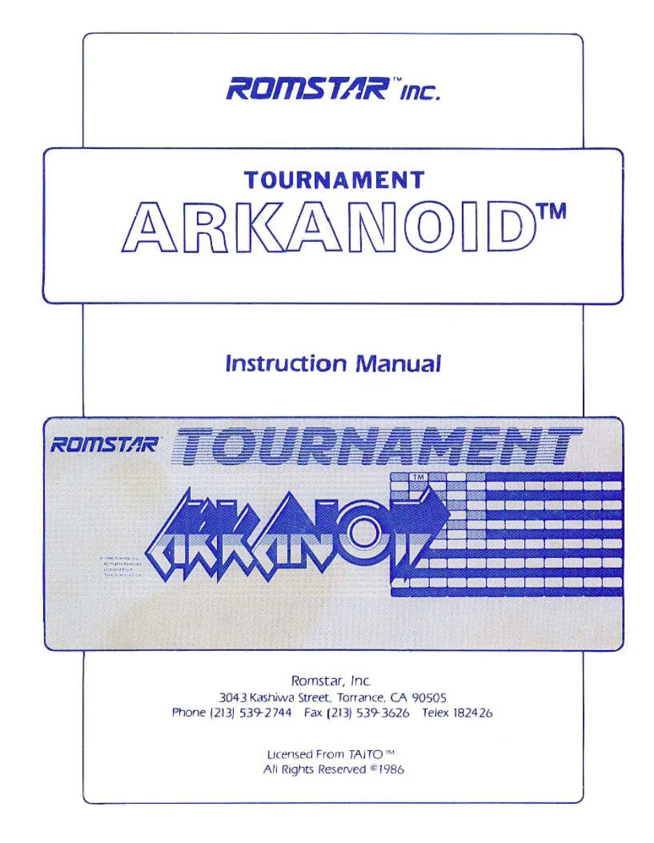 arkanoid tournament manual|taito|games|.webp