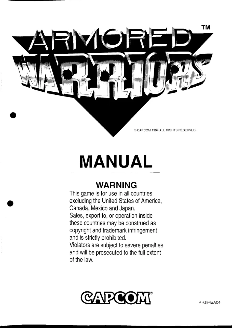 armored warriors manual|capcom|games|.webp