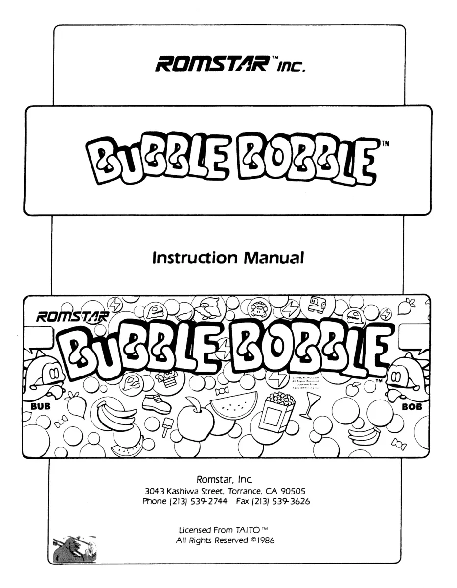 bubble bobble manual|taito|games|.webp