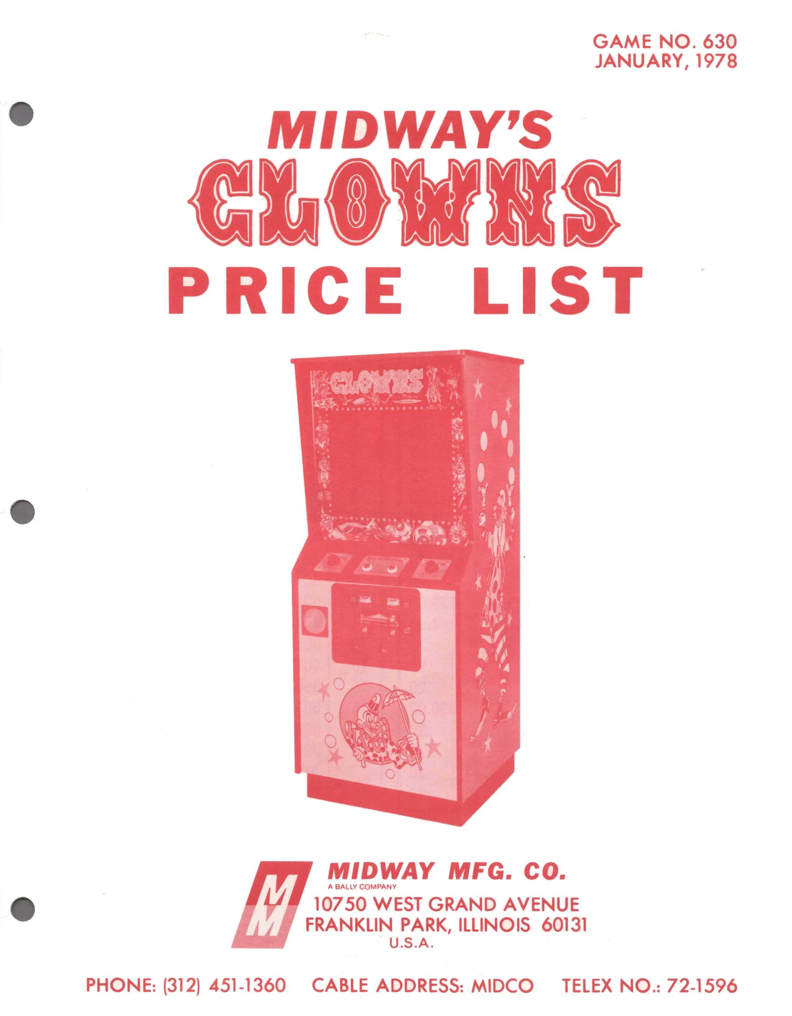 clowns price manual|bally-midway|parts-and-peripherals|.webp