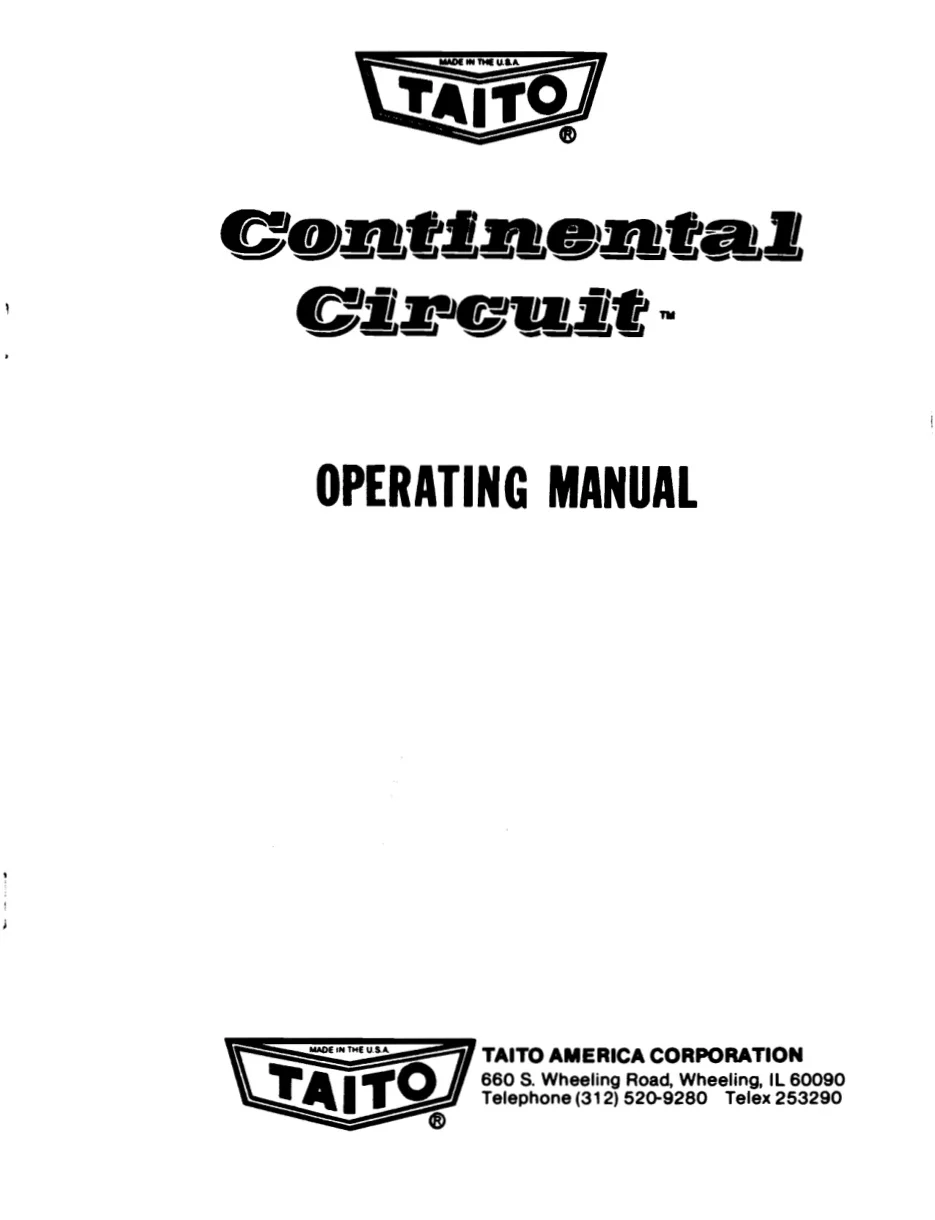 continential circuit operation manual|taito|games|.webp