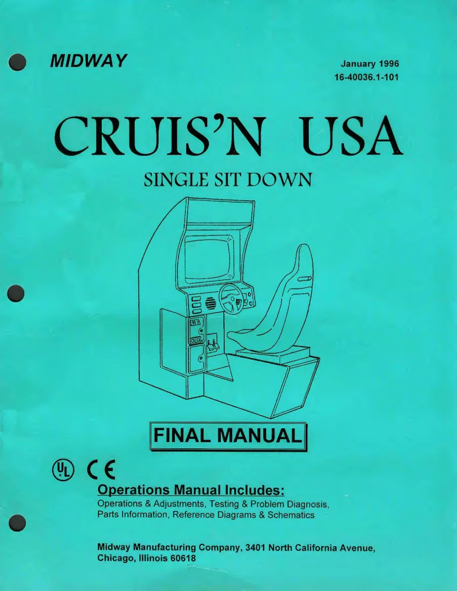 cruis n usa cruisn single sit down 1 101 jan 1996 green cover manual|bally-midway|games|.webp