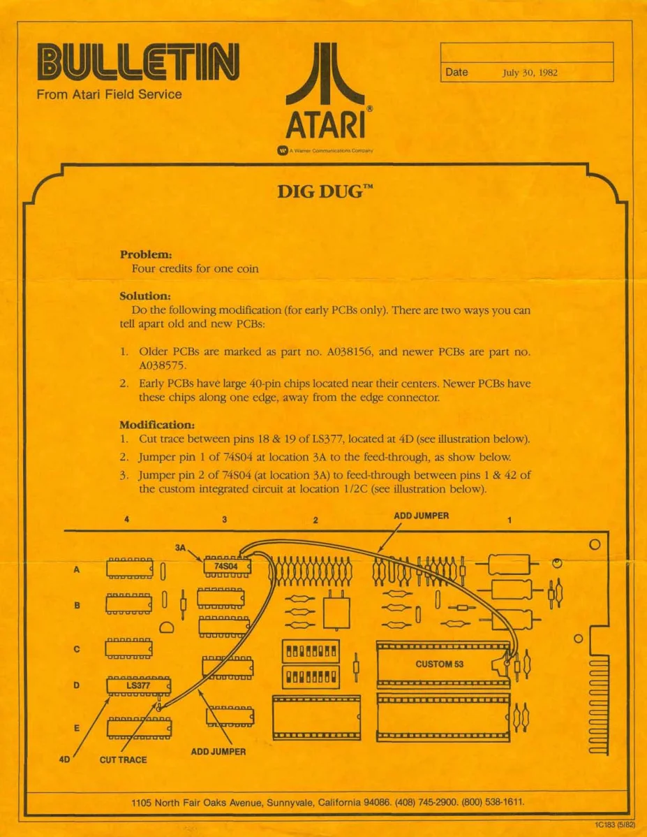 dig dug credit problem service bulletin|atari|games|.webp
