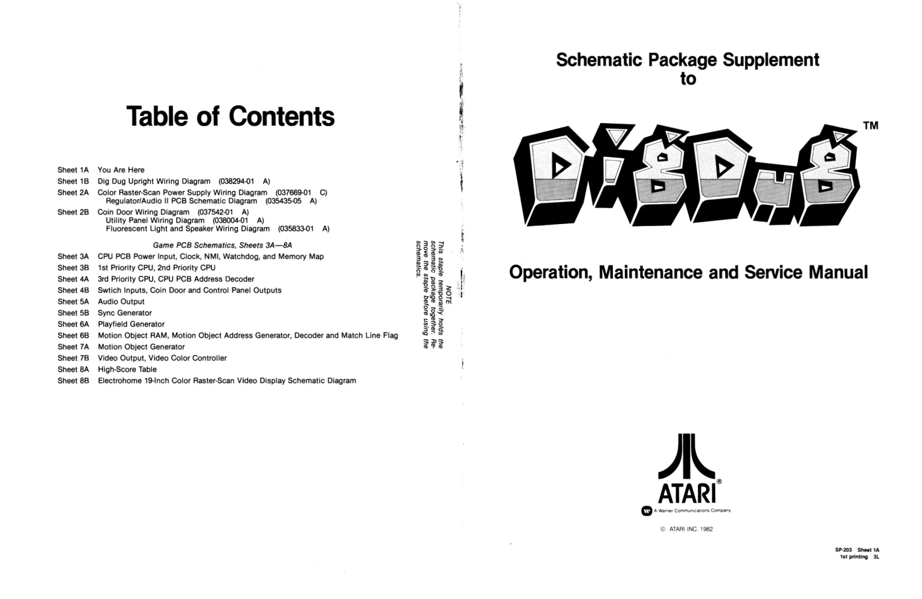 dig dug sp-203 manual|atari|games|1st printing.webp