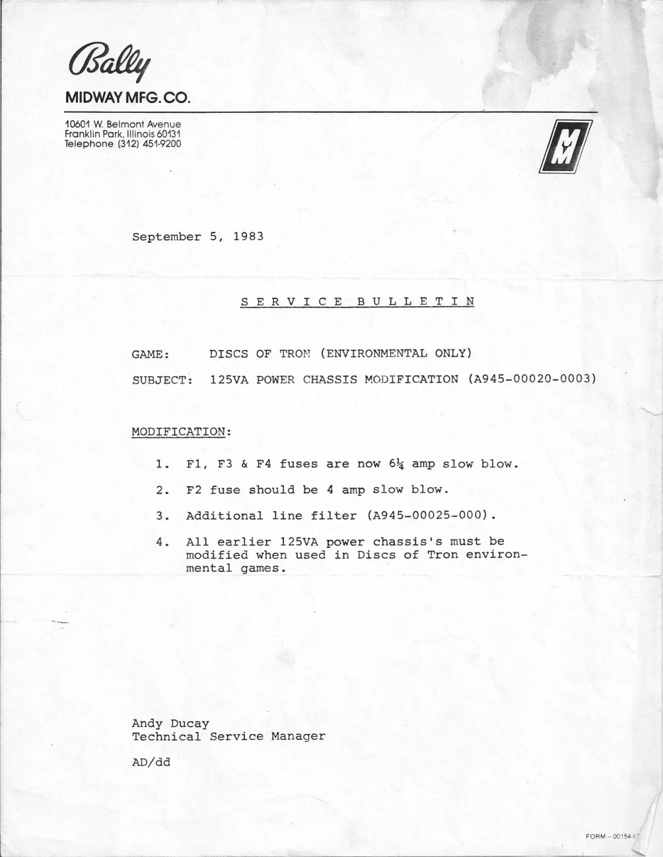 discs of tron bulletins service manual|bally-midway|games|.webp
