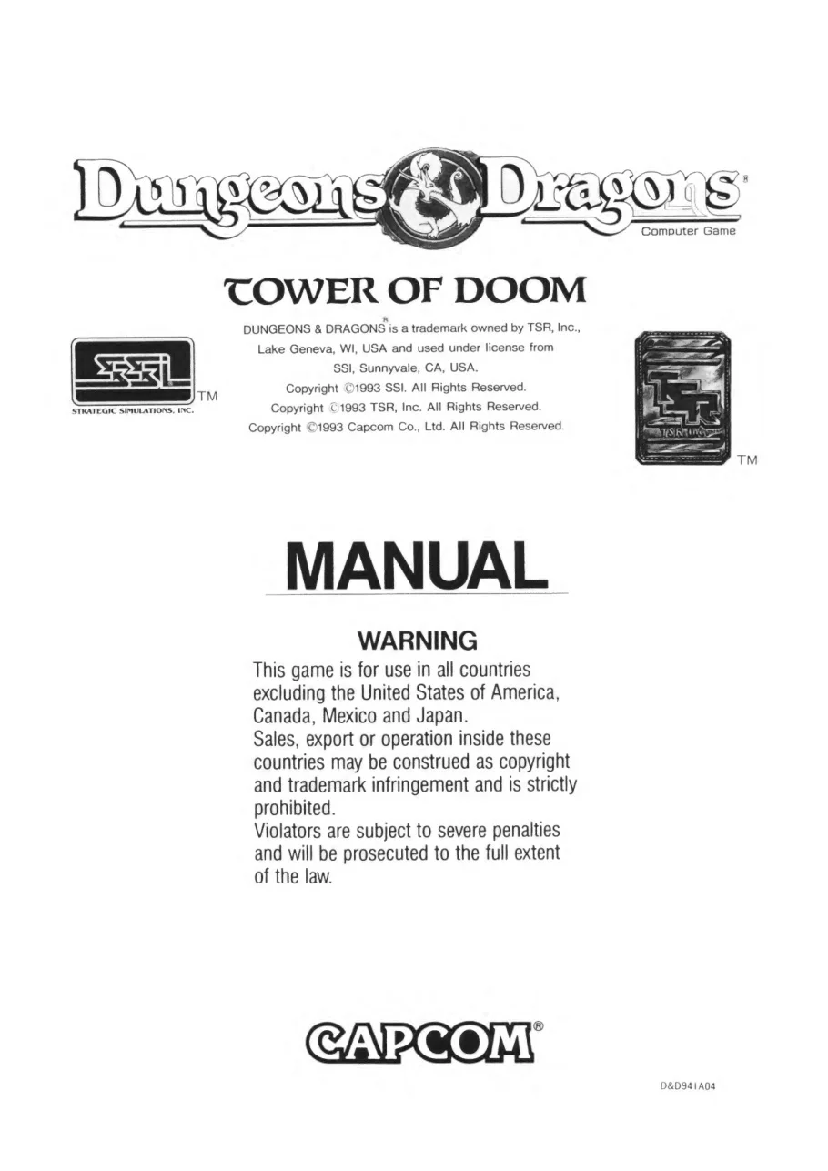dungeons dragons tower of doom manual|capcom|games|.webp
