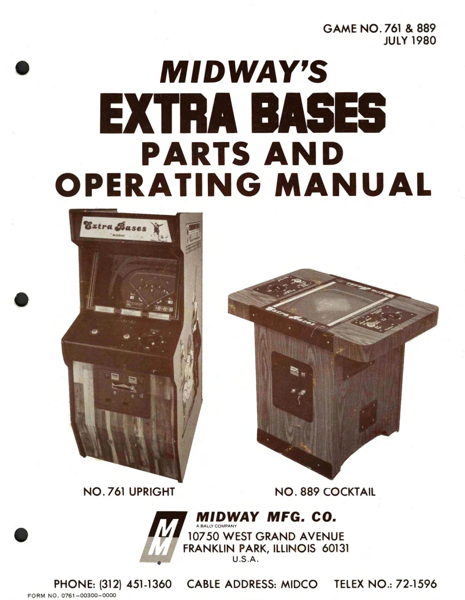 extra bases operation manual|bally-midway|games|.webp