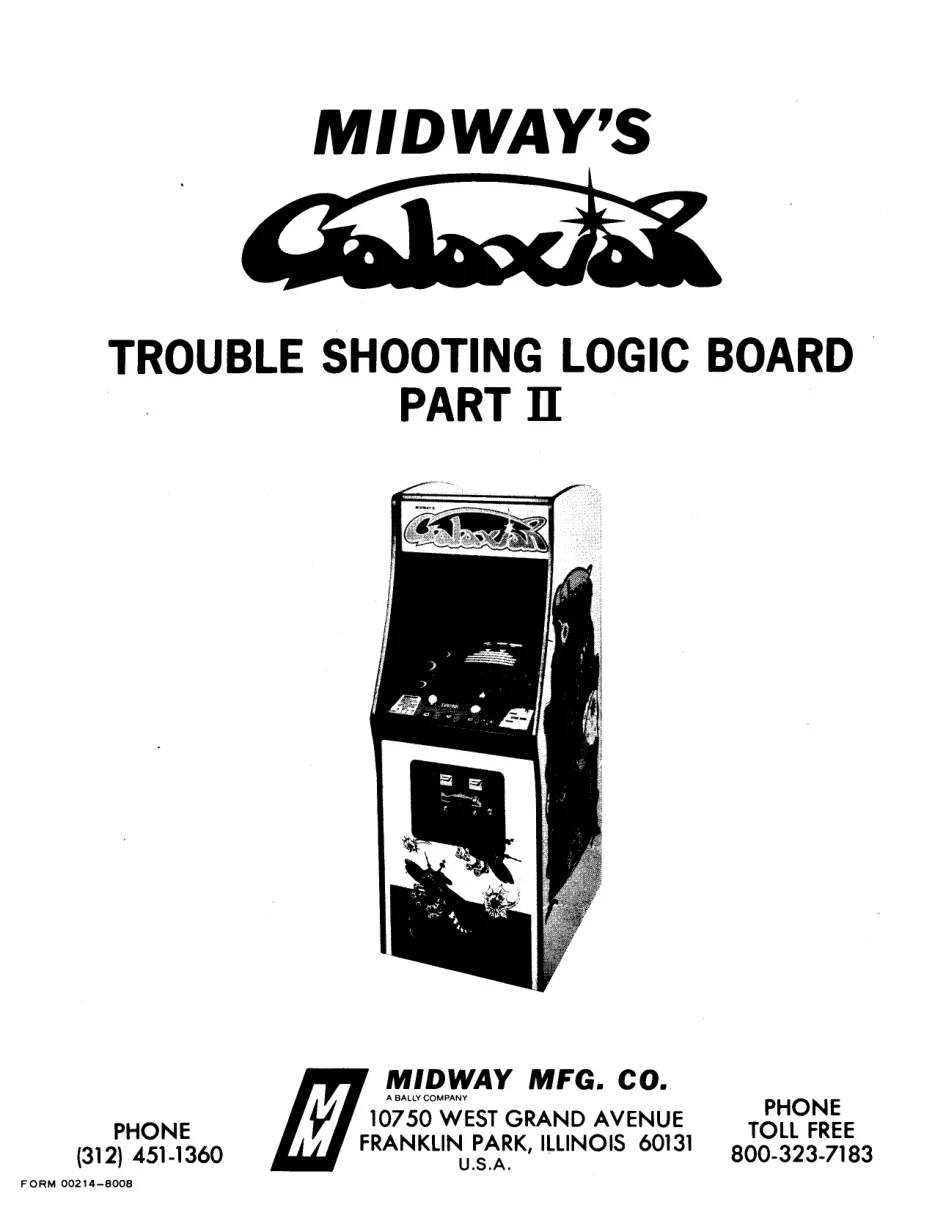 galaxian trouble shooting logic board part ii manual|bally-midway|games|.webp