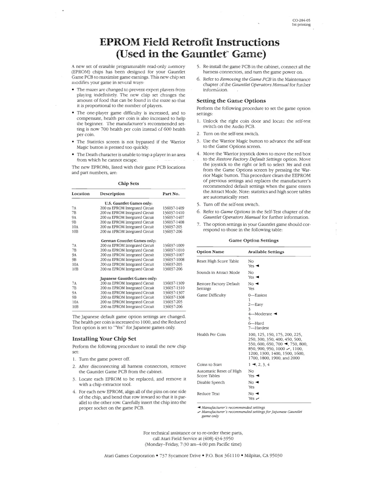 gauntlet co-285-05 new eproms manual|bally-midway|parts-and-peripherals|1st printing.webp