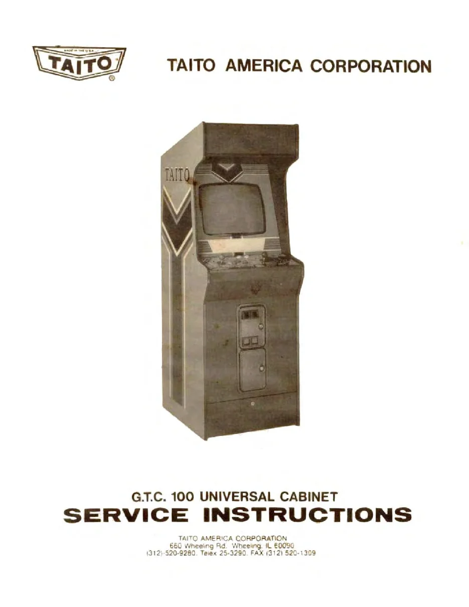 gtc-100 univesal cabinet service manual|taito|cabinets|.webp