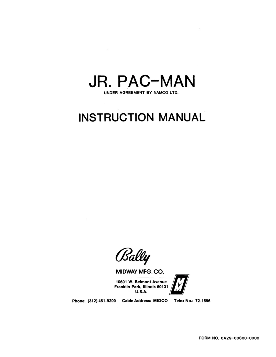 jr pac-man instruction manual|namco|games|.webp
