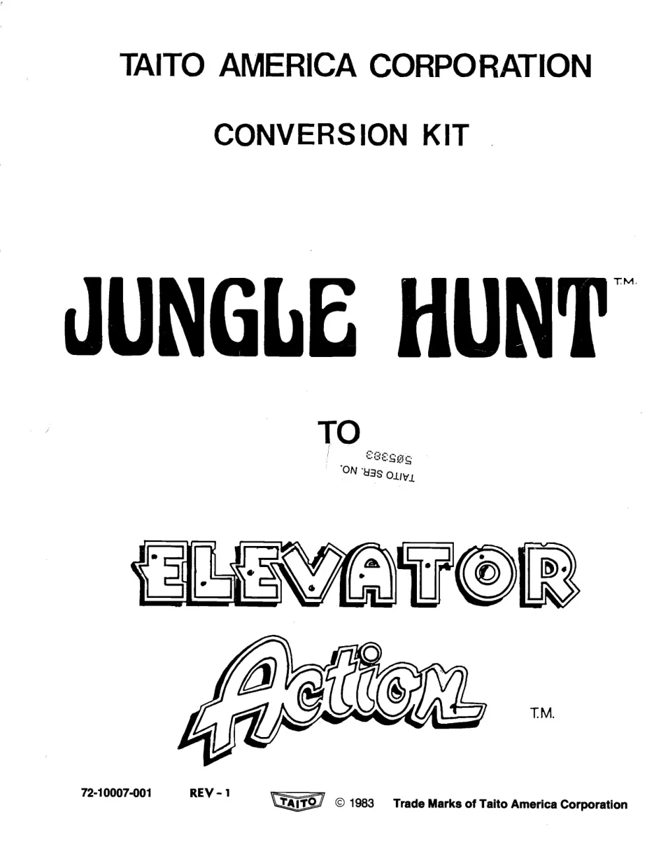 jungle hunt to elevation action conversion kit instructions|taito|games|.webp