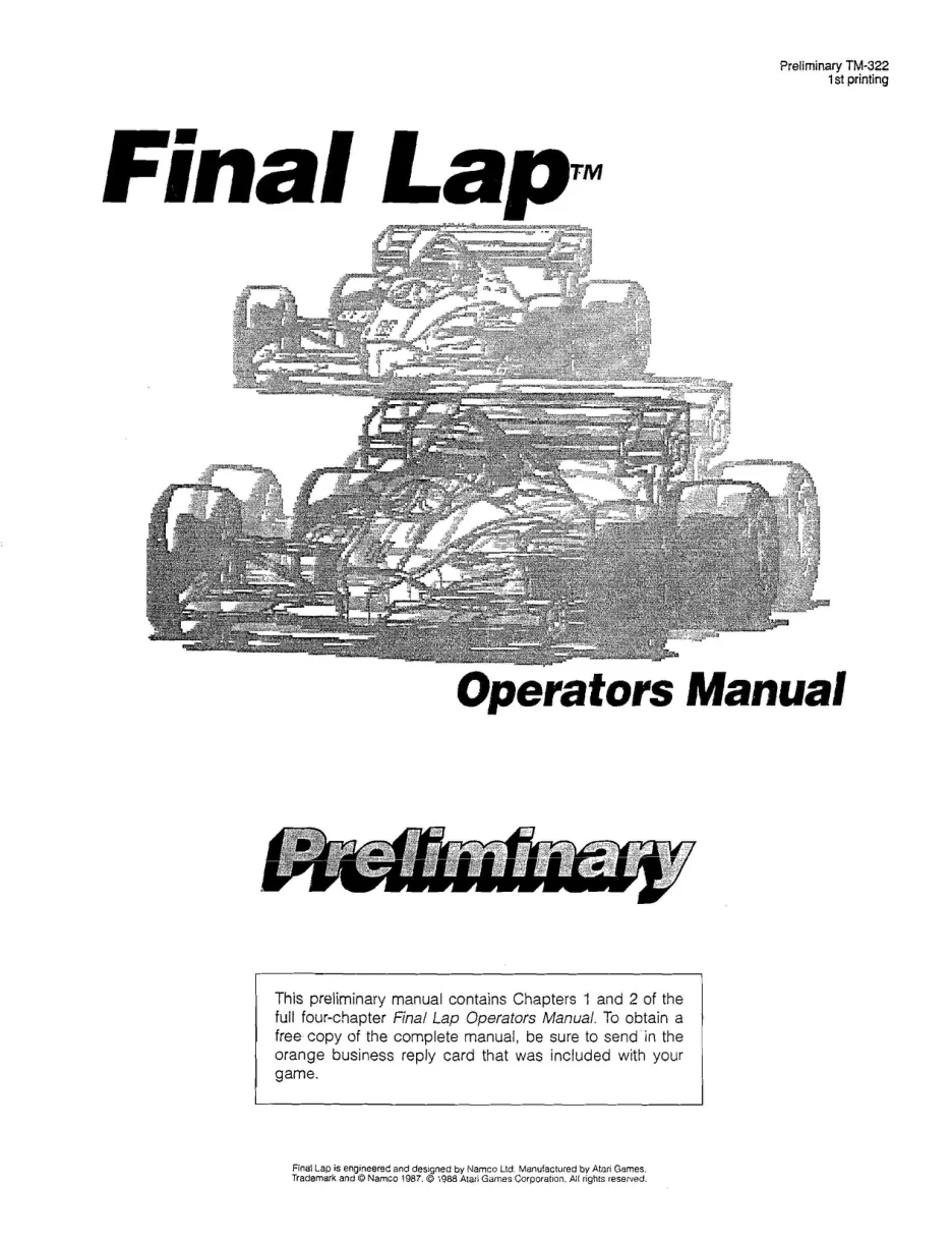 lap tm-322 preliminary manual|namco|games|1st printing.webp