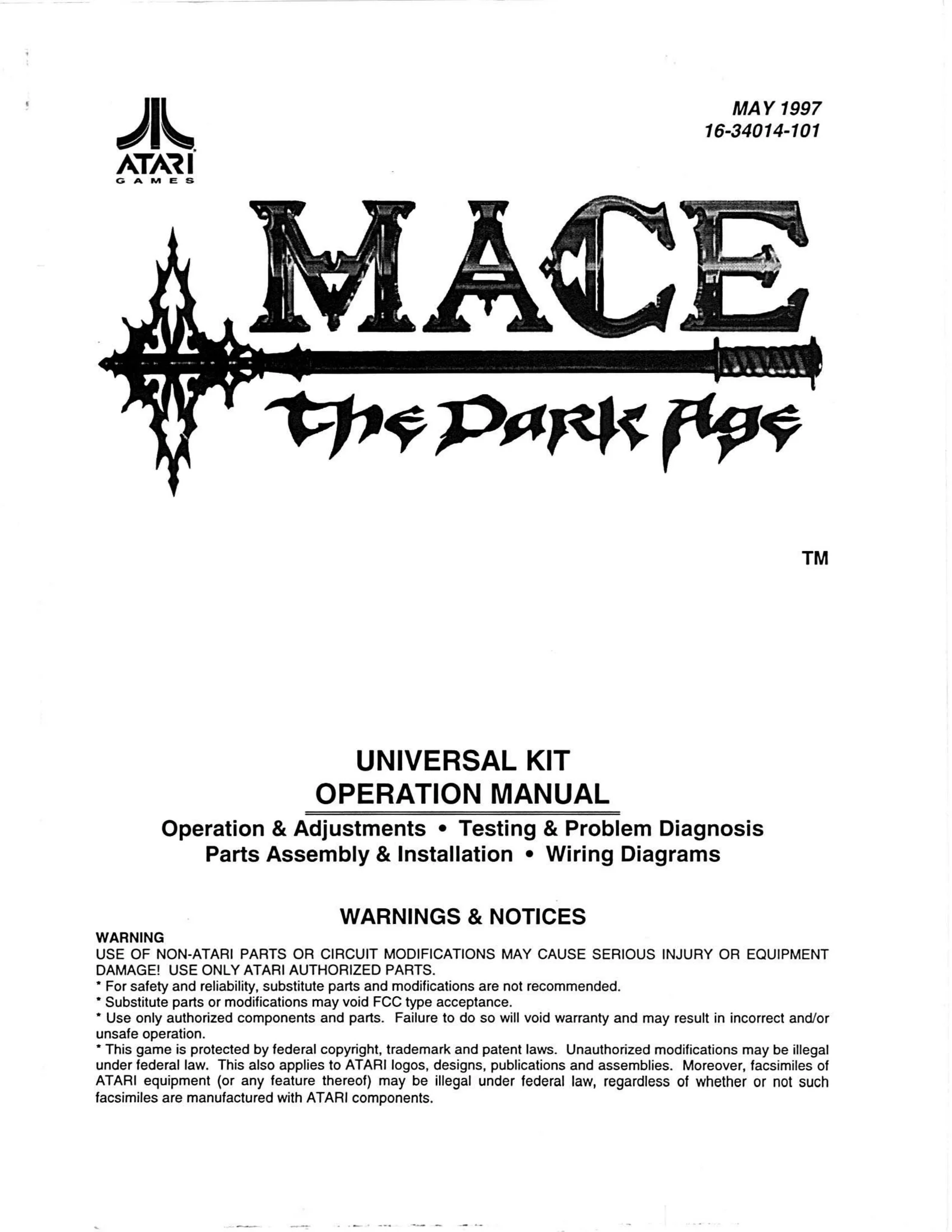 mace the dark age universal 1997 may operation manual|atari|games|1st printing.webp