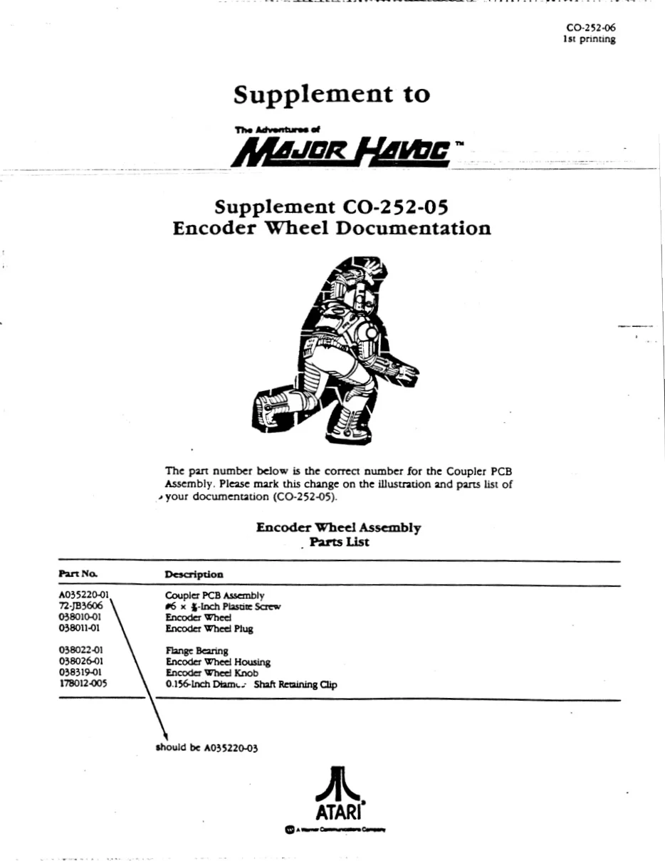 major havoc co-252-06 encoder correction supplement to co-252-05 doc manual|atari|games|.webp