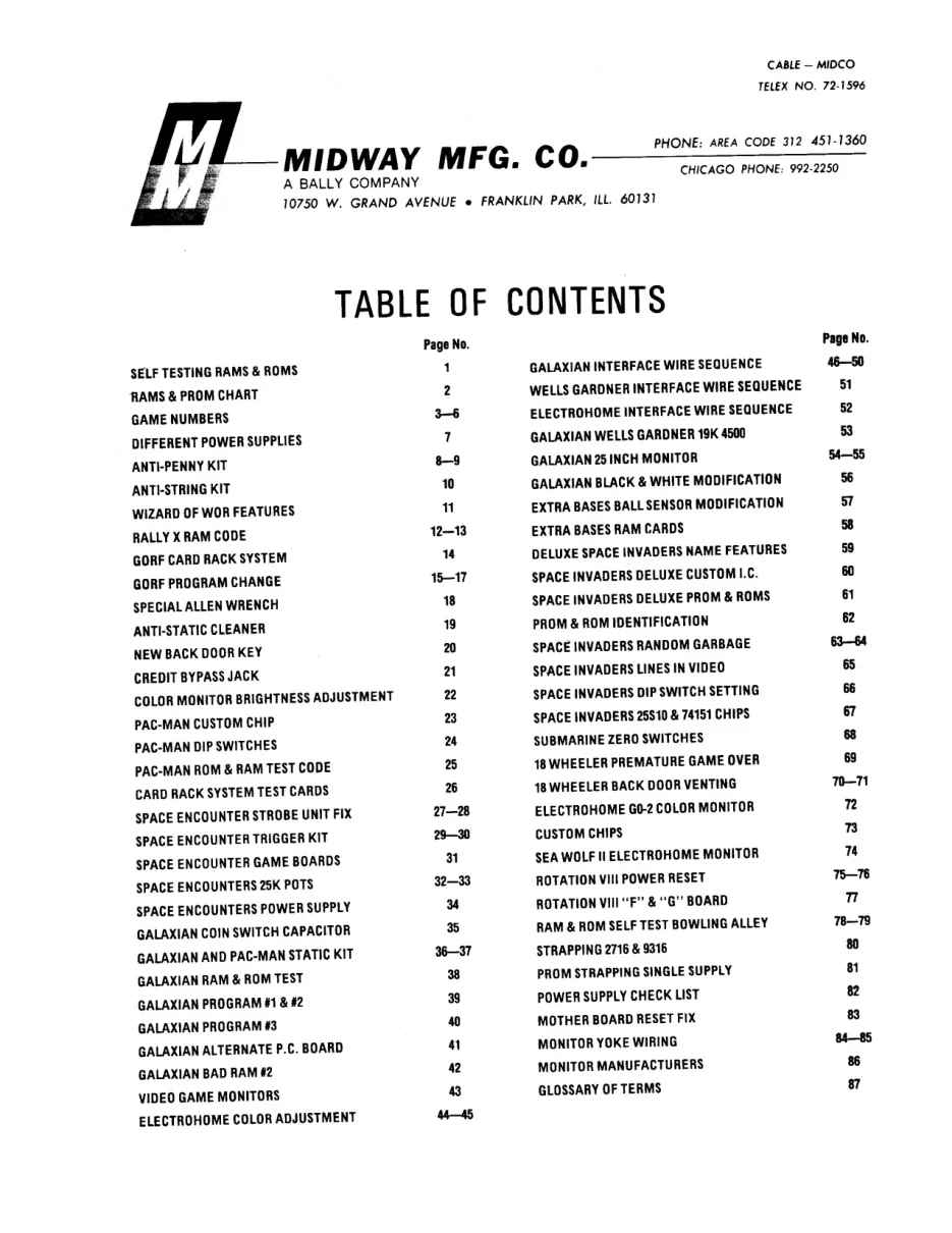 midway service bulletin service manual|bally-midway|games|.webp