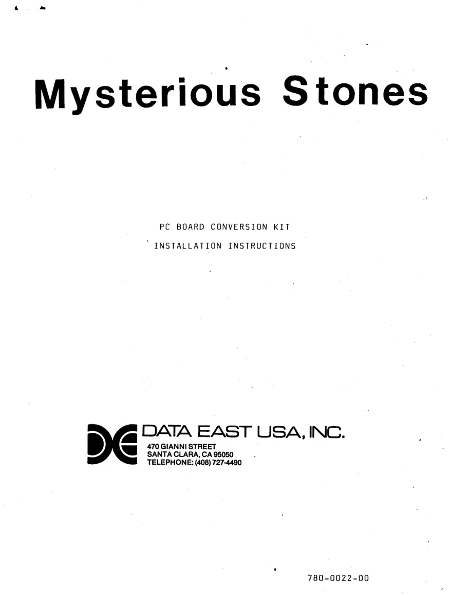 mysterious stones installation instruction manual|data-east|games|.webp