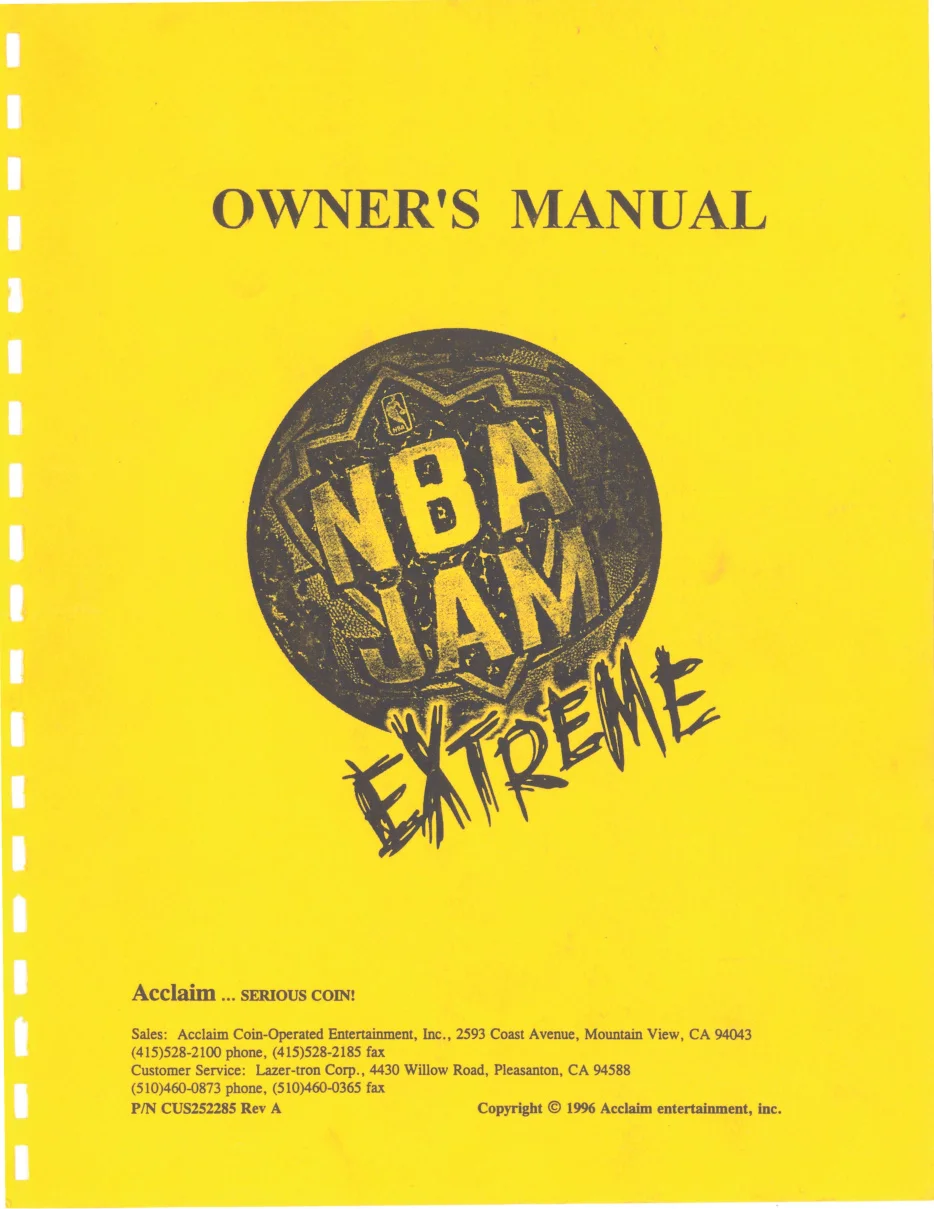 nba jam extreme owner's manual|bally-midway|games|.webp