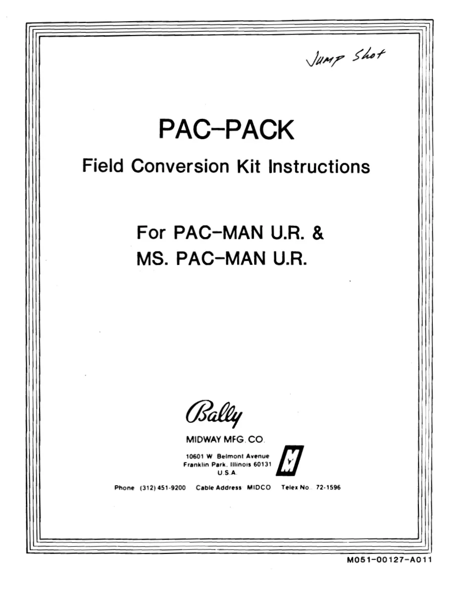 pac-pack field jumpshot conversion kit instructions|bally-midway|games|.webp