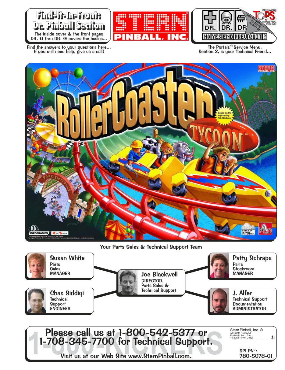 pinball roller coaster tycoon manual|stern|pinball-em-adjacent|.webp