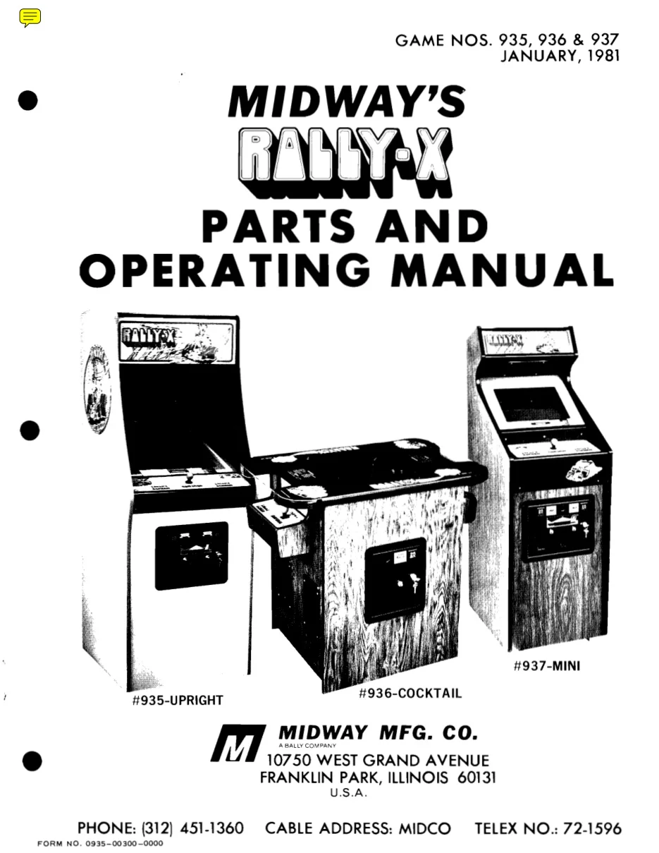 rally x operation manual|namco|games|bad scan.webp