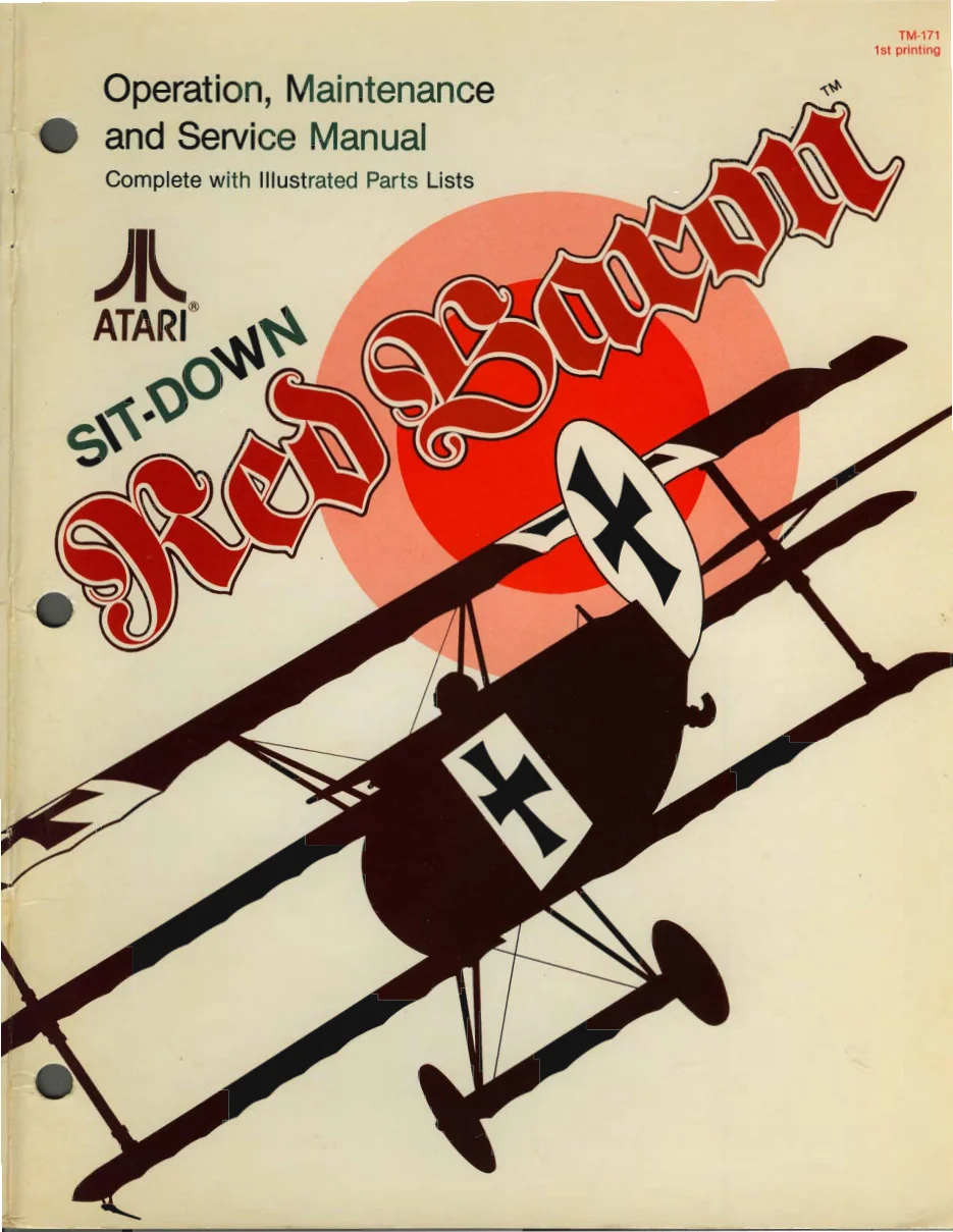 red baron sit-down tm-171 manual|atari|games|1st printing.webp