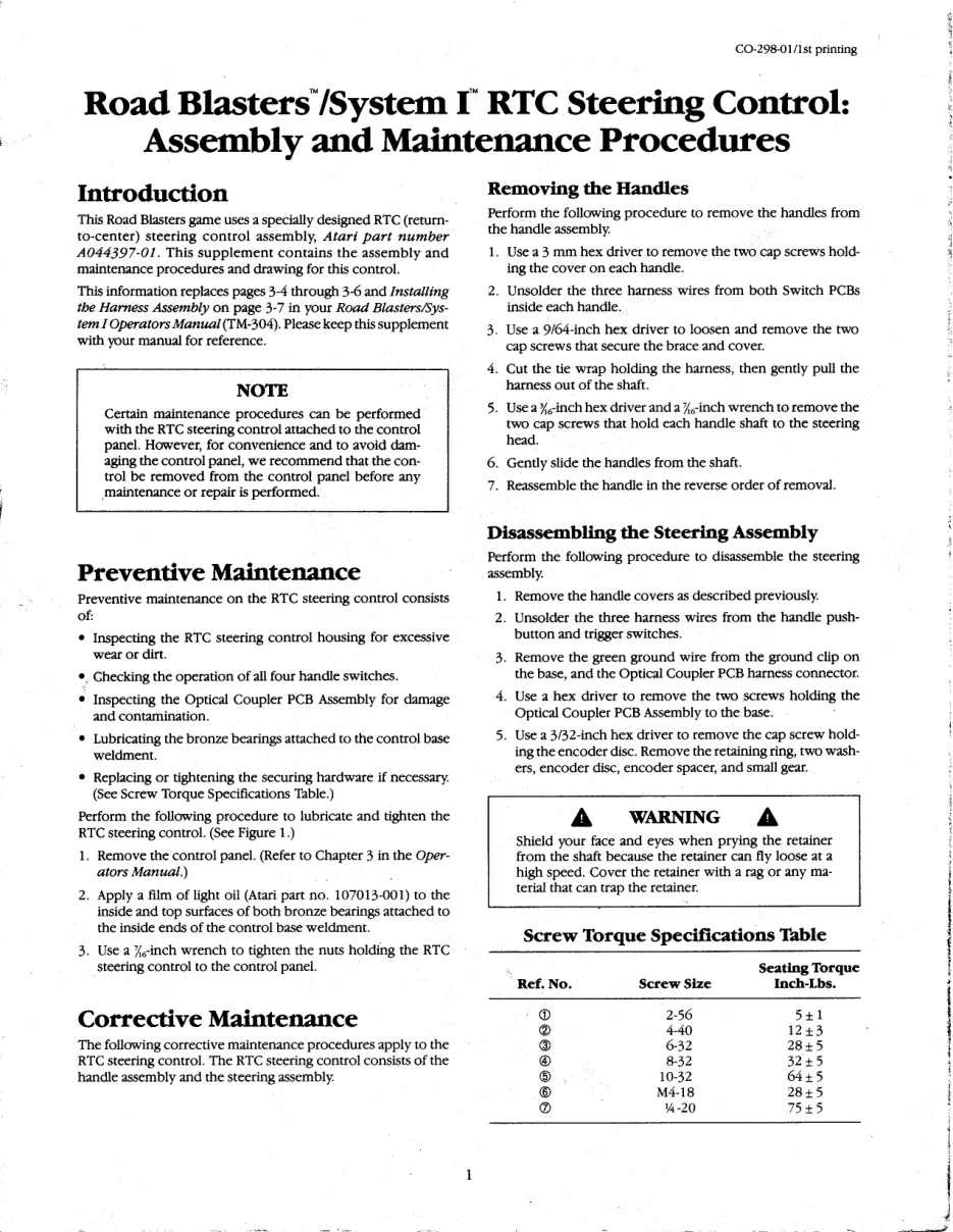 road blasters system i rtc steering control manual|atari|parts-and-peripherals|.webp