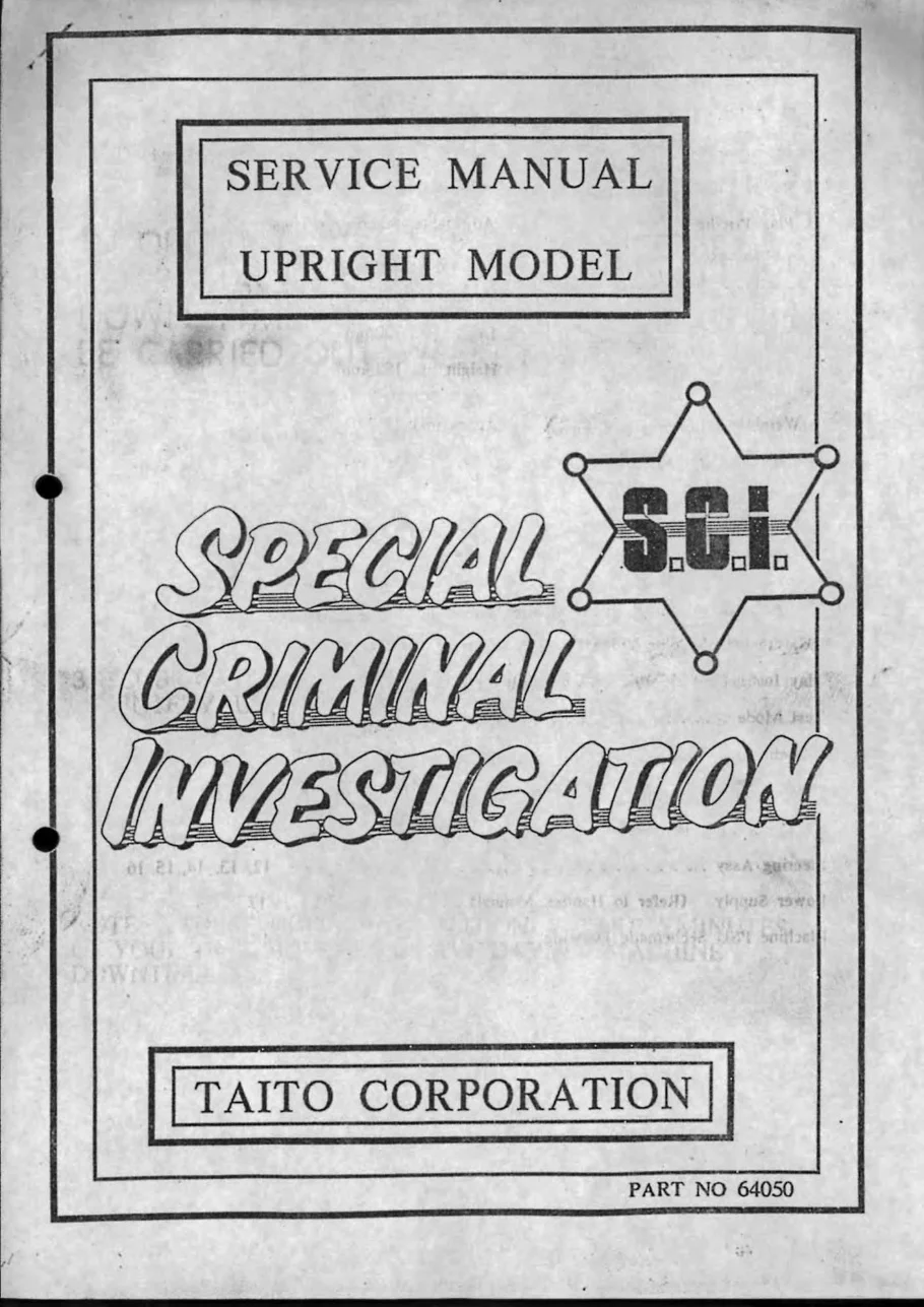s c i special criminal investigation upright model service manual|taito|games|.webp