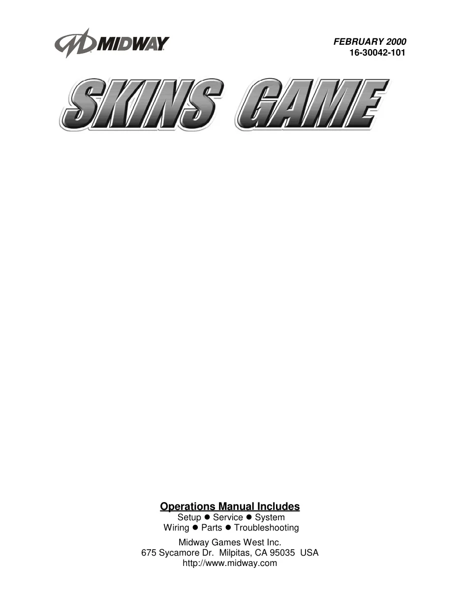 skins game operation manual|bally-midway|cabinets|.webp