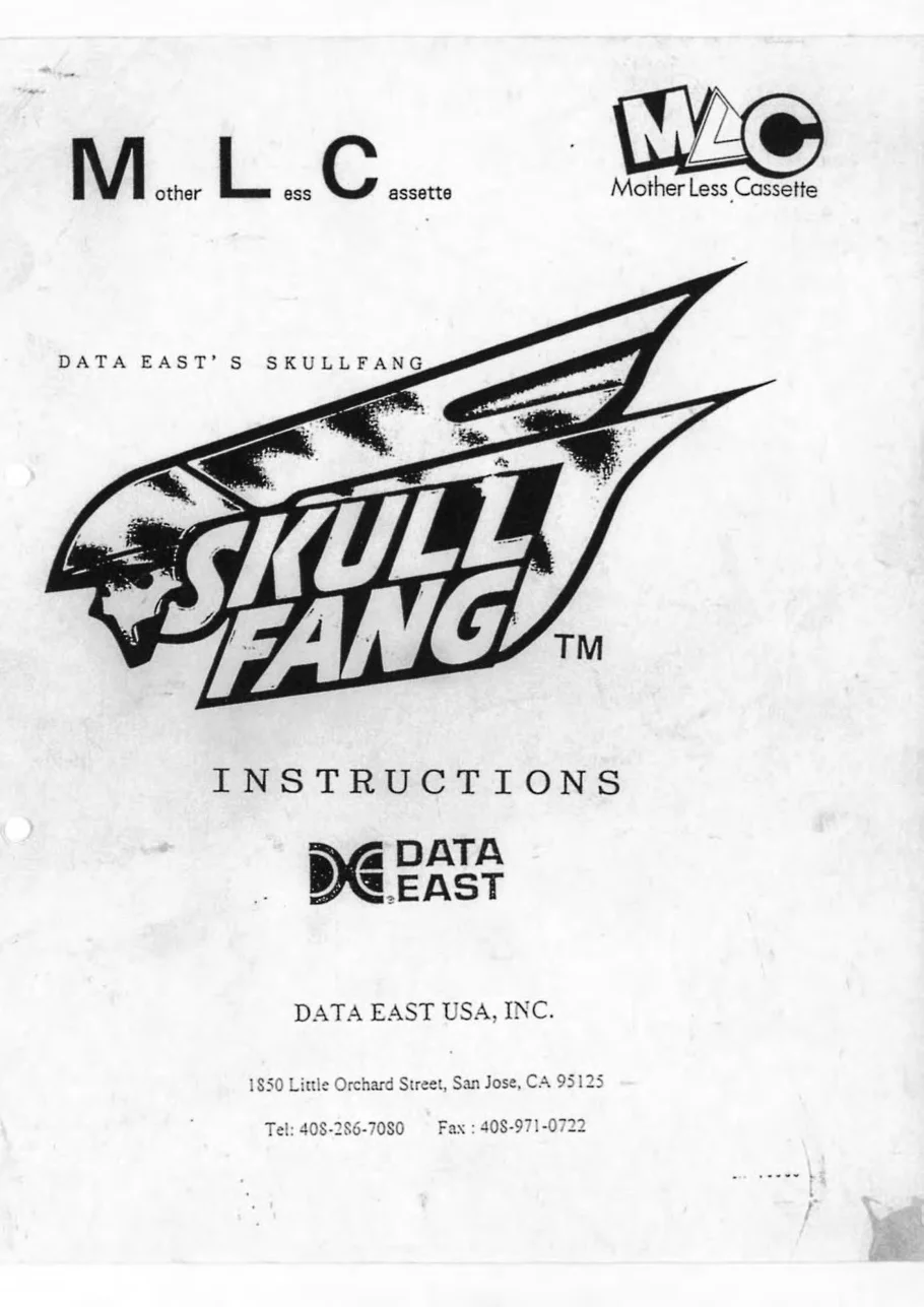 skull fang instruction manual|data-east|games|.webp