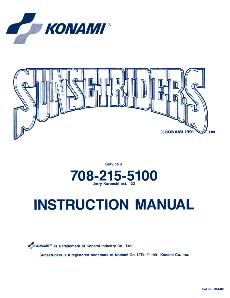 sunset riders instruction manual|konami|games|.webp