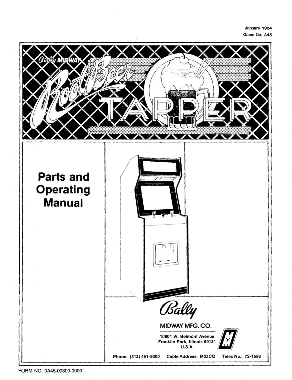 tapper rootbeer operation manual|bally-midway|games|.webp
