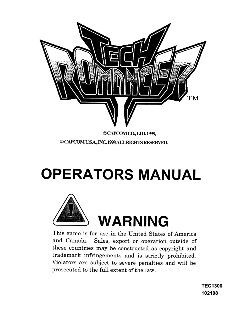 tech romancer manual|capcom|games|.webp
