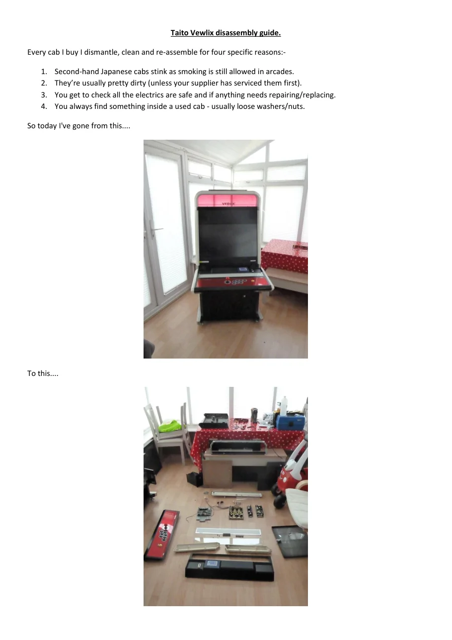 vewlix disassembly guide pt 1 manual|taito|cabinets|.webp