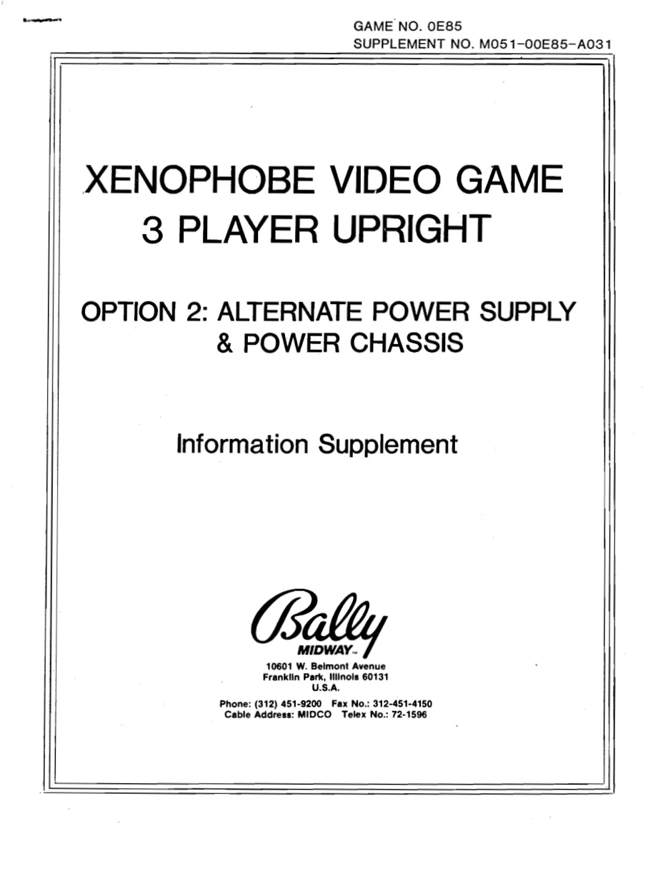 xenophobe 3 player upright option 2 alt power manual|bally-midway|cabinets|.webp