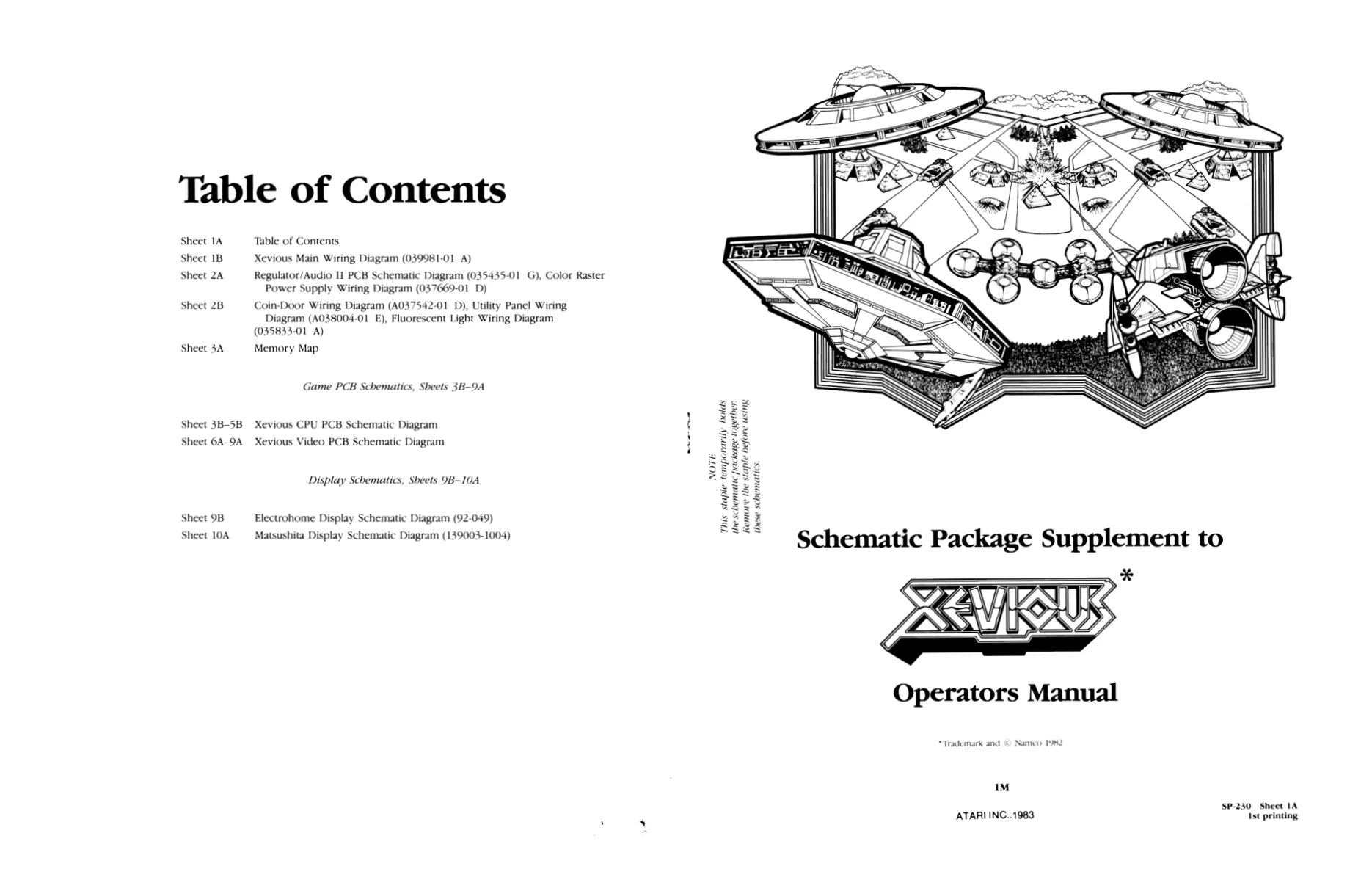 xevious sp-230 manual|namco|games|1st printing.webp