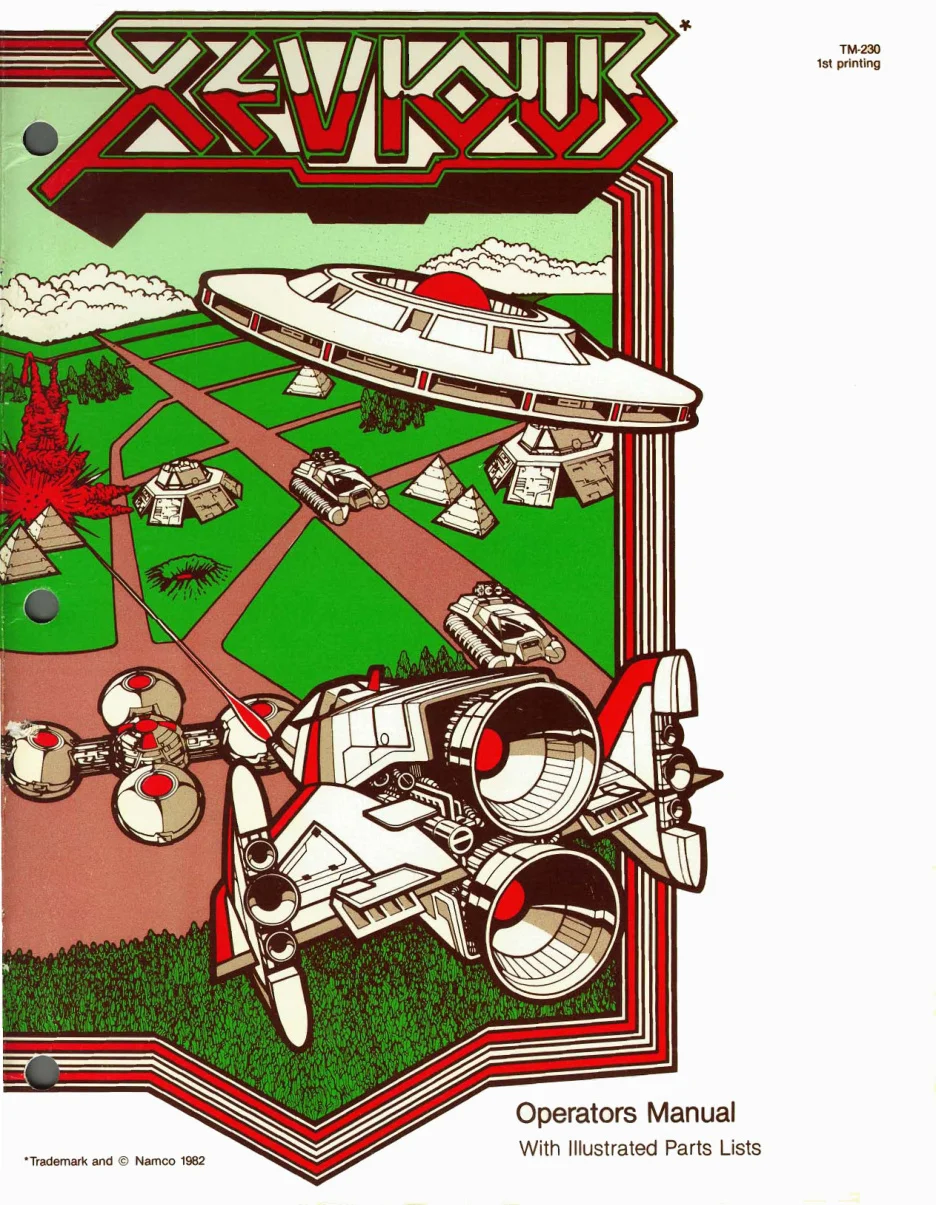 xevious tm-230 manual|namco|games|1st printing.webp