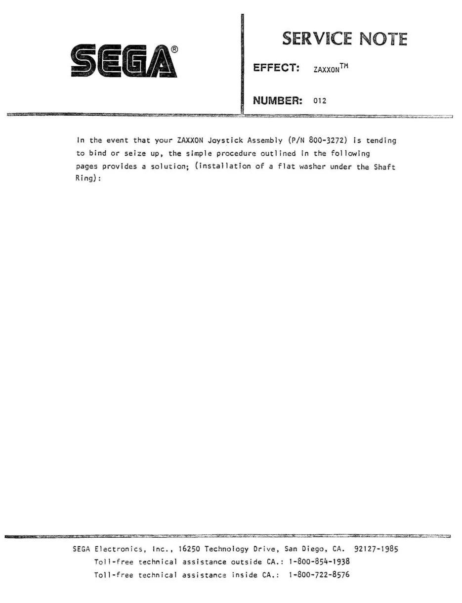 zaxxon note 012 to prevent joystick from seizing up service manual|sega|games|.webp