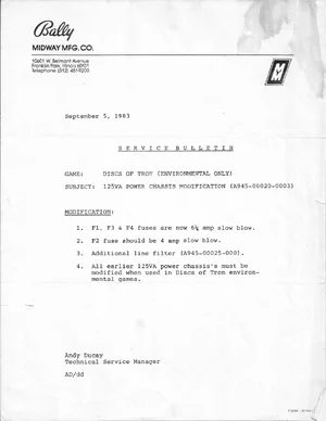 discs of tron bulletins service manual|bally-midway|games|.webp