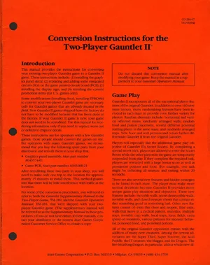 gauntlet ii co-284-07 two player conversion kit instructions|bally-midway|games|1st printing.webp
