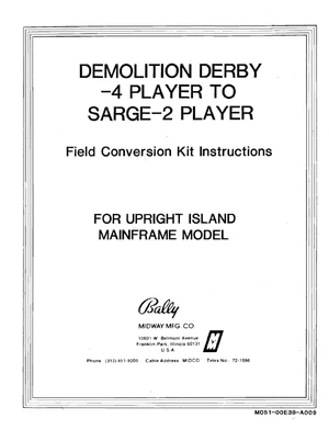 sarge 2 player field from demolition derby 4 conversion kit instructions|bally-midway|games|.webp