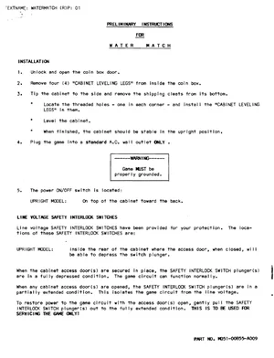 water match preliminary instruction manual|bally-midway|games|.webp