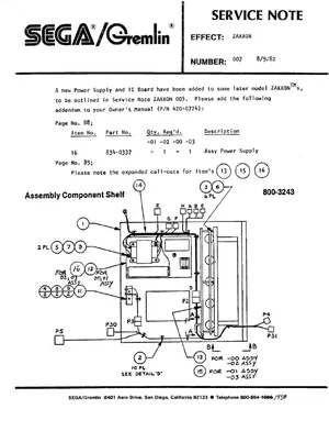 zaxxon note 007 service manual|sega|games|.webp